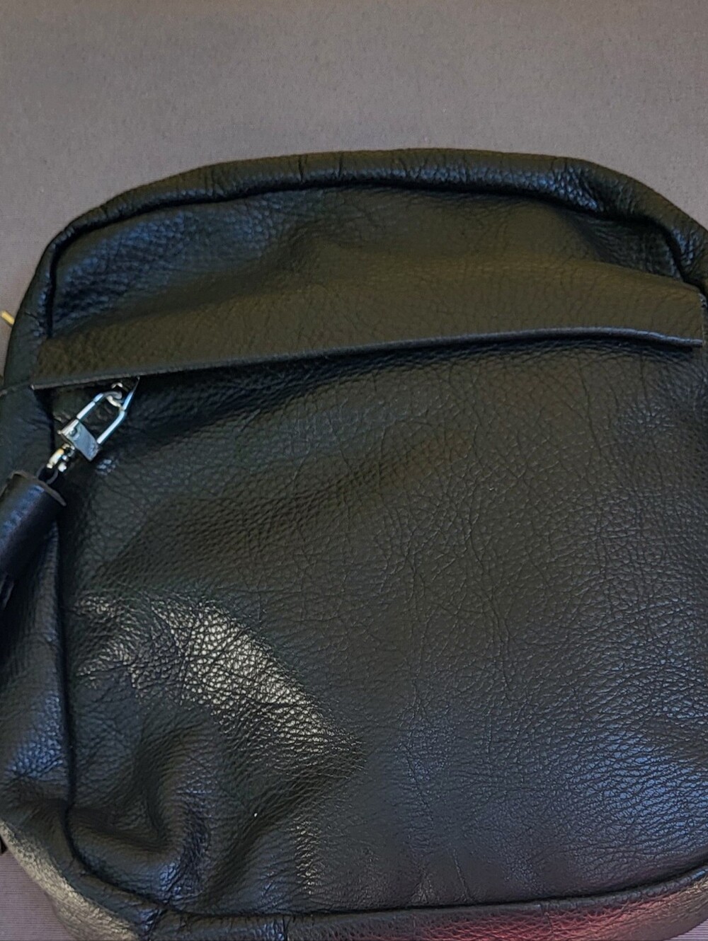 M0851. Men's OR Women's Black Pebble Leather Crossbody Bag - Sleek Everyday Bag.